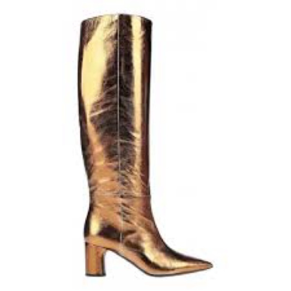 NWT CASADEI BRONZE LEATHER KNEE HIGH BOOTS 36/6